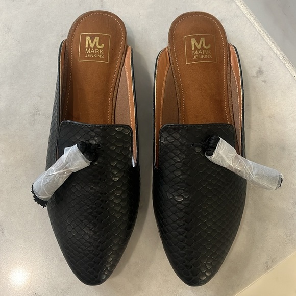 Black snake skin tassle mules, size 5 by mark jenkins - new in box - Picture 4 of 6